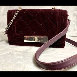 Burgundy Velvet Crossbody Bag